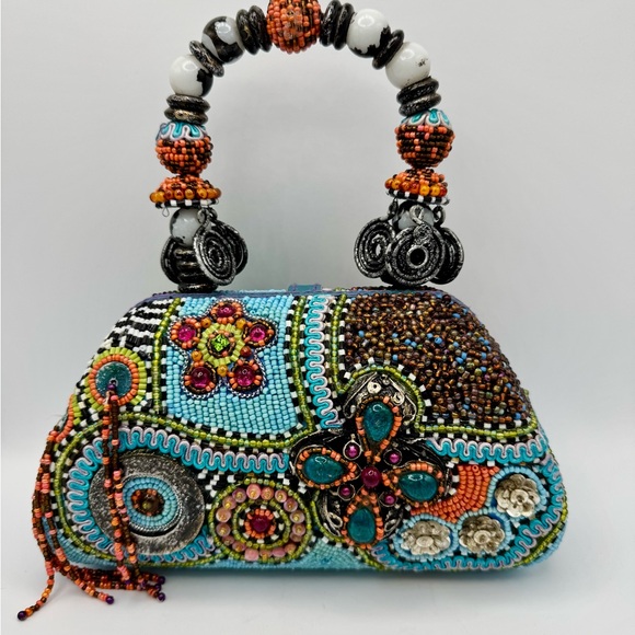 Mary Frances Multicolor Beaded Clutch